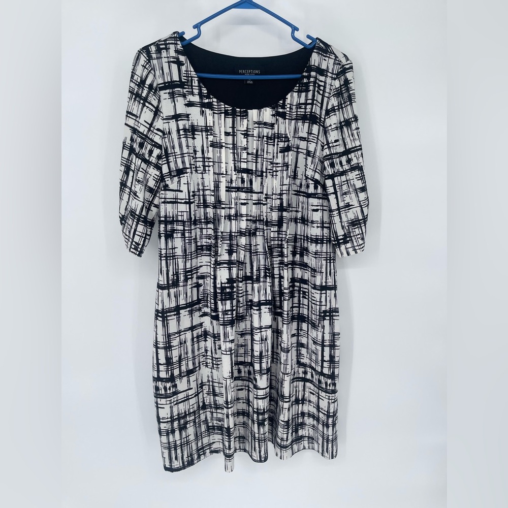 Perceptions‎ Monochrome Abstract Midi Dress